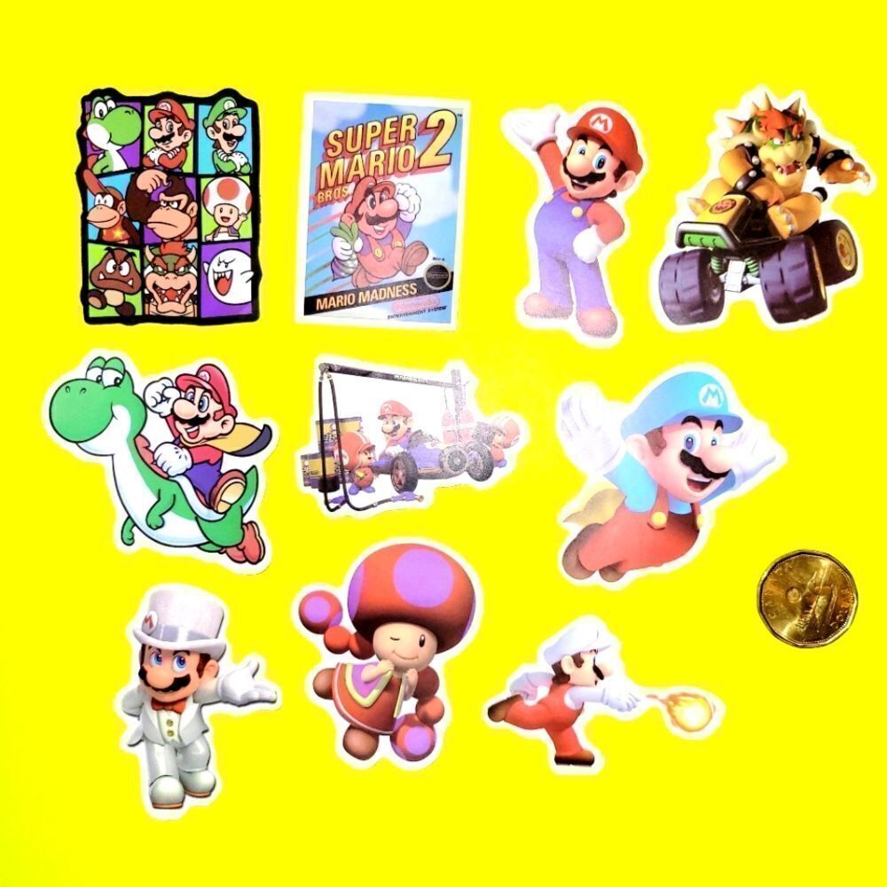 3/$20 Brand New 10x Nintendo Super Mario Waterproof Stickers #4